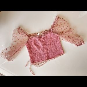 Polka Dot Crop Top in Blush